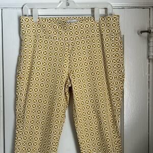 SUMMER SALE | New York & Company Yellow Geometric Print Slim Pants Size M